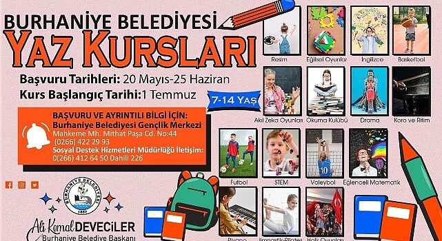 Burhaniye Belediyesi Gençlik Merkezi yıl boyunca sürdürdüğü kurslarını yaz tatilinde de artırarak devam ettirecek