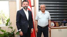 MHP Muratpaşa İlçe Başkanı Sadullah Güneş, Kemer Belediye Başkanı Necati Topaloğlu’nu makamında ziyaret etti