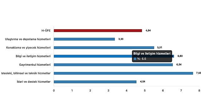 Tüik: Hizmet Üretici Fiyat Endeksi (H-ÜFE) yıllık %87,09 arttı, aylık %4,84 arttı