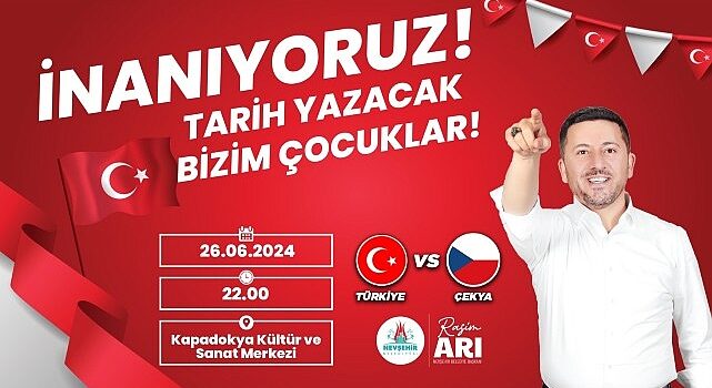 Nevşehir Belediyesi, A Milli Futbol Takımı’nın 2024 Avrupa Futbol Şampiyonası (EURO 2024) F Grubu son maçında dev ekran kuracak