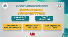 Nevşehir Belediyesi Kapadokya Eğitim Merkezi (KAPEM)’de açılacak olan Fransızca A1 ve Cenaze Hizmetleri kursları için kayıtlar başladı