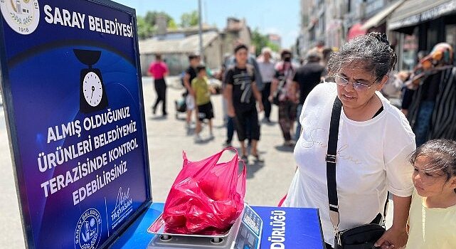 Saray Belediyesi’nden pazarda terazi kontrol istasyonu