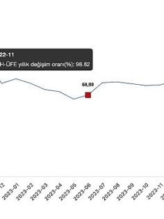 Tüik: Hizmet Üretici Fiyat Endeksi (H-ÜFE) yıllık %77,41 arttı, aylık %5,30 arttı