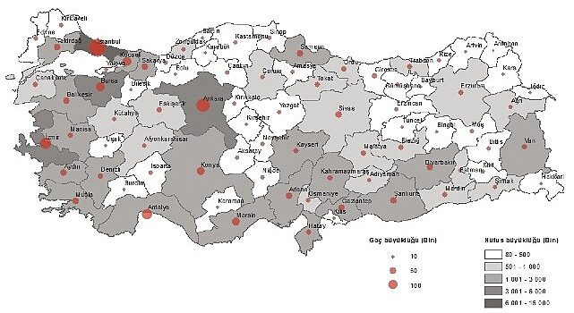 Tüik: Türkiye’de 2023 yılında 3 milyon 450 bin 953 kişi iller arasında göç etti