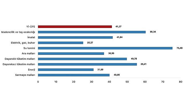 Tüik: Yurt İçi Üretici Fiyat Endeksi (Yİ-ÜFE) yıllık %41,37 arttı, aylık %1,94 arttı