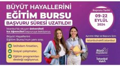 İBB İstanbul Vakfı çatısı altında, Dr. Dilek Kaya İmamoğlu öncülüğünde yürütülen Büyüt Hayallerini projesinin sağladığı burs desteğine başvuru süresi 22 Eylül’e kadar uzatıldı