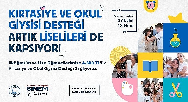 Üsküdar Belediyesi’nin ilköğretim ve lise öğrencilerine kırtasiye ve okul giysisi desteği sürüyor.