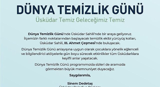 Üsküdar’da “Dünya Temizlik Günü” etkinlikleri düzenlenecek